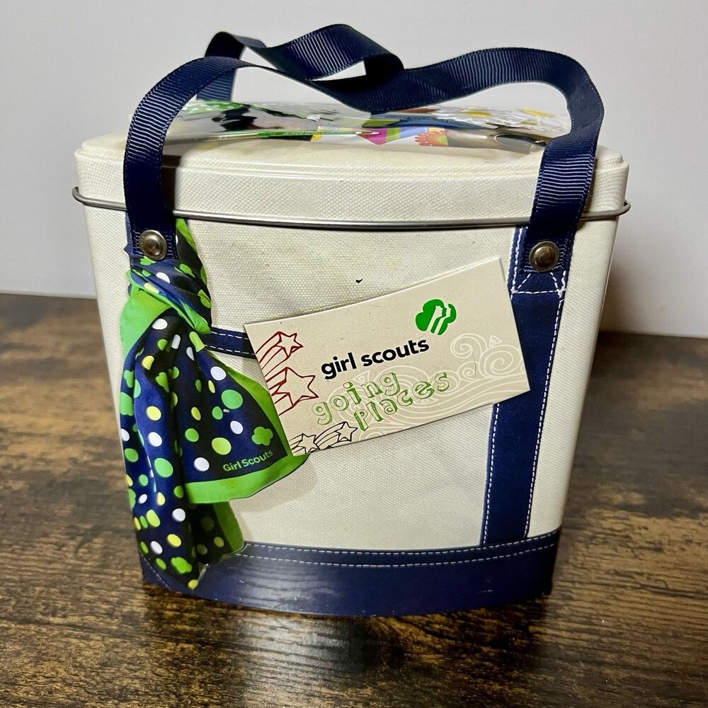 Girl Scouts Collectible Tin Going Places Ribbon Handles Tote Bag Style